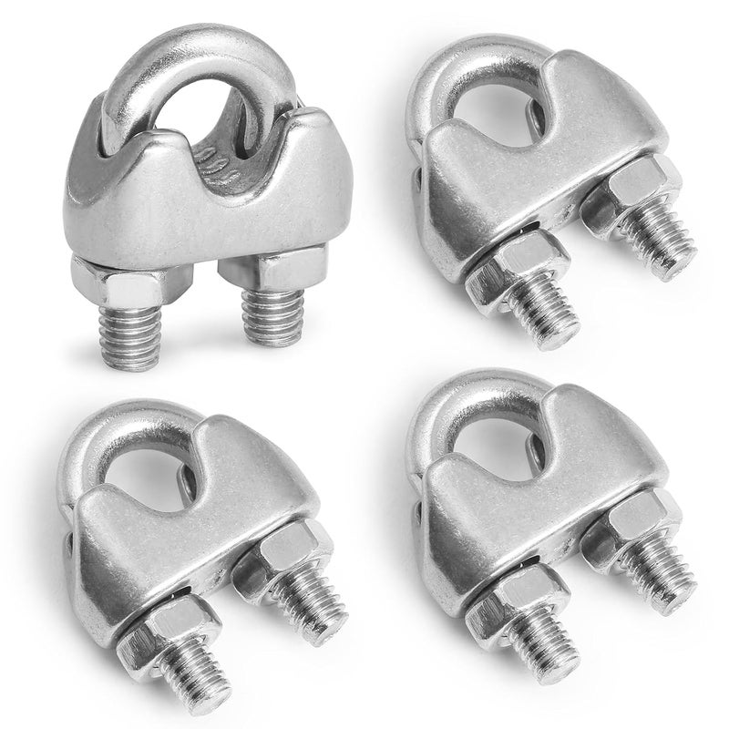 Jamiikury 4pcs M3 Wire Rope Clamp, 1/8 inch Cable Clamps Stainless Steel Wire Rope Clips - Image 1